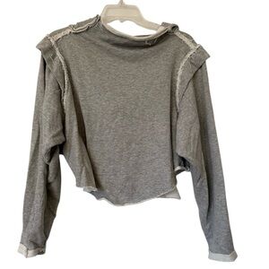 Free People Movement Cropped Hoodie Raw Hem Large